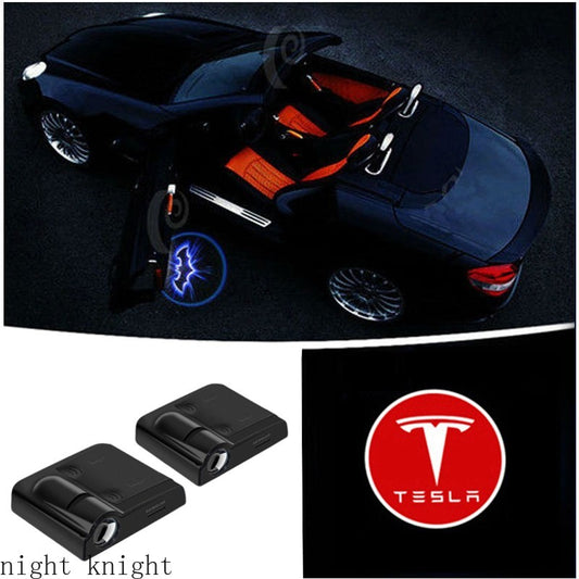 2 Pieces Car styling Door Light LED Logo Welcome light for Tesla modelS modelX roadster