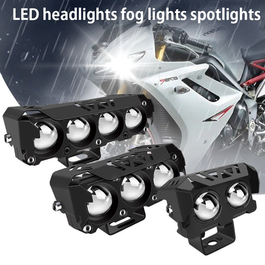 Motorcycle Spotlight Headlamp Led Two-Color Far And Near Integrated Waterproof Super Bright 12-80V Universal Motorcycle LED Headlight Projector Lens Dual Color ATV Scooter Driving for Cafe Racer Light Auxiliary Spotlight Lamp