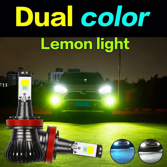 2Pieces Car LED Fog Lamp Dual Colors Fog Light Headlight Headlamp H3 H7 H11 9005 881 H4 H8 H16 9006 HB3 HB4 880 881 H27 H1